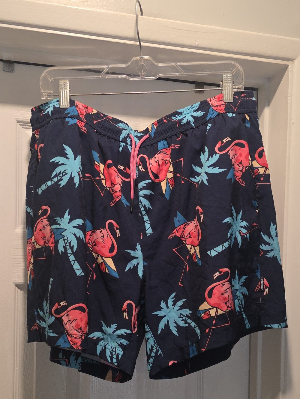 Men's Navy Flamingo Athletic Swim Shorts